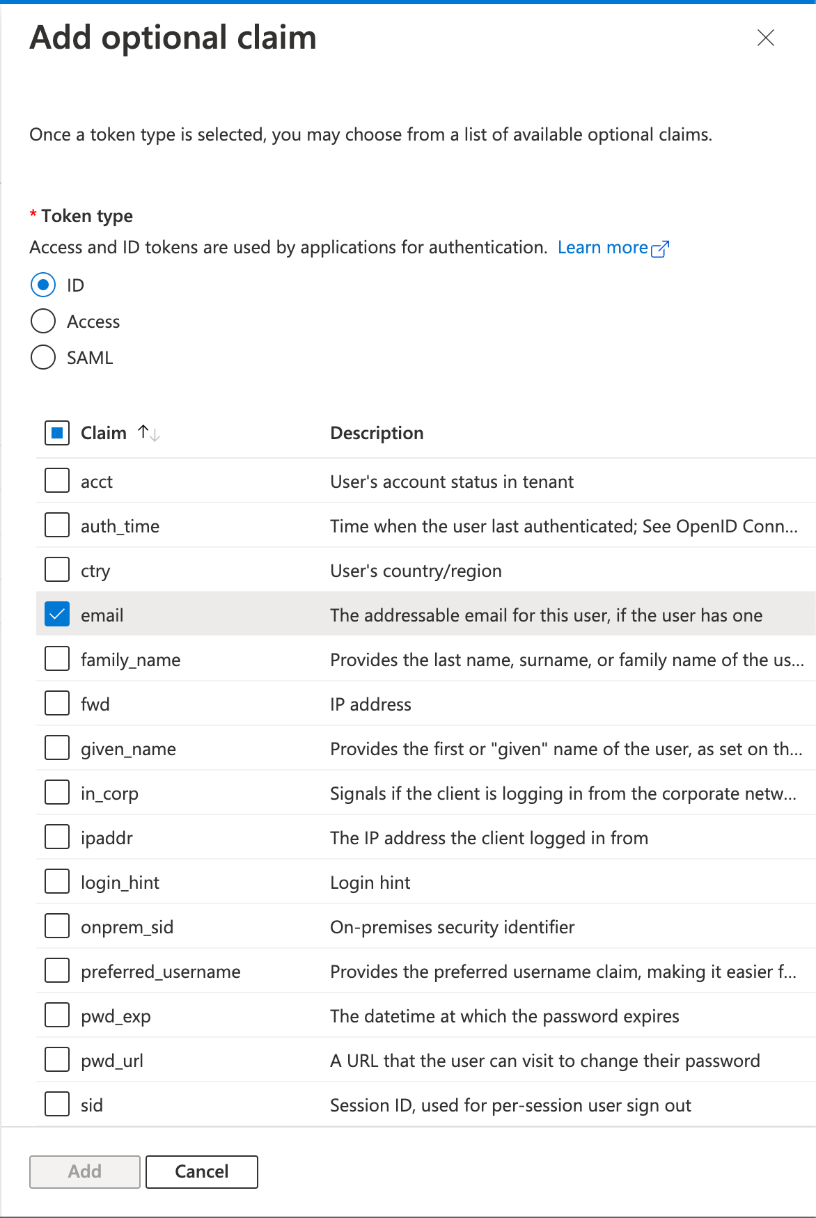 Azure app token adding a claim