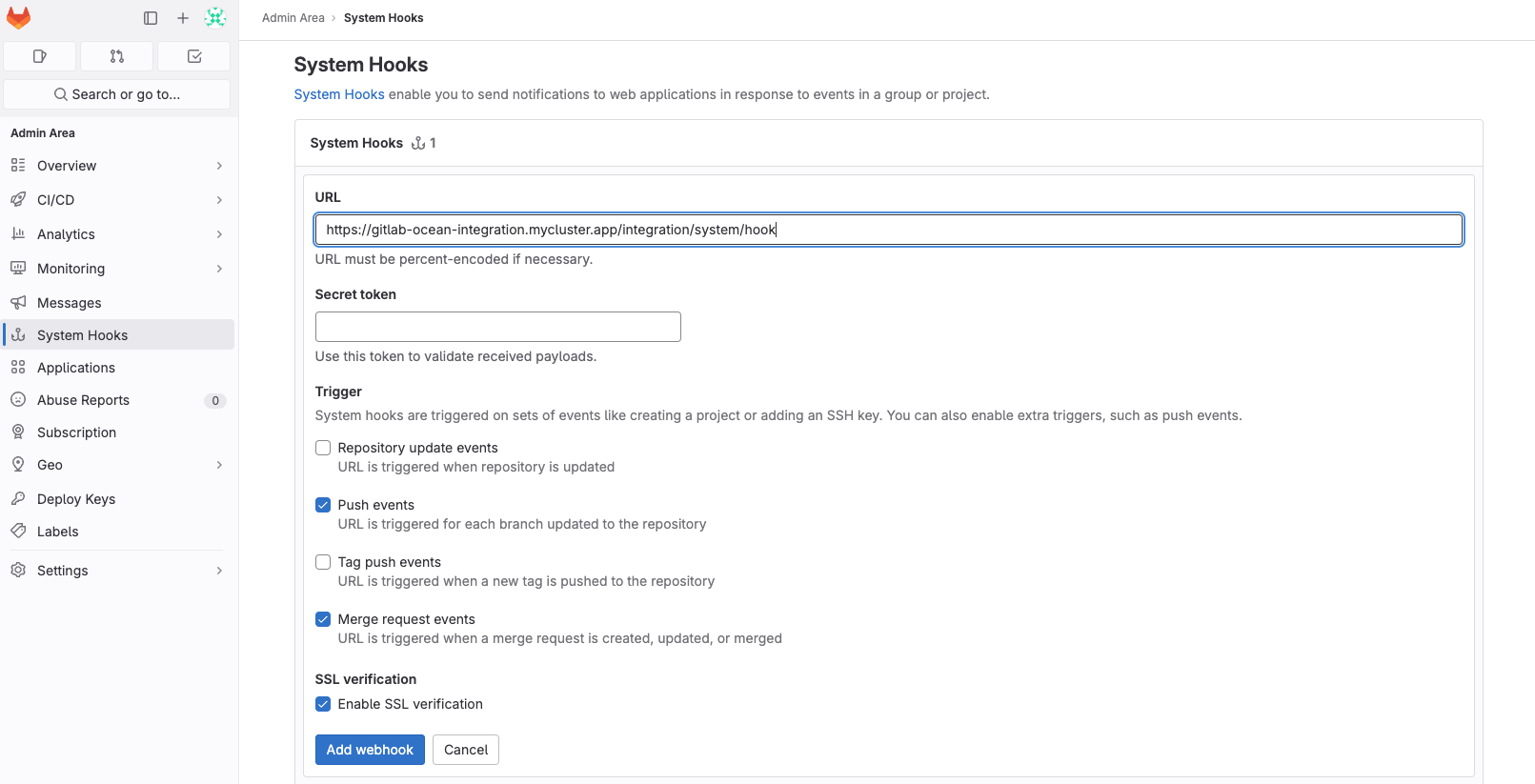 GitLab System Hook